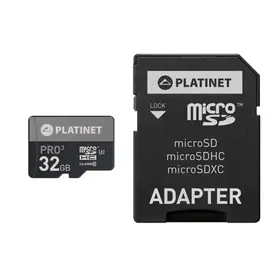 KARTA MICRO Platinet SDHC32GB 90MB/sU3/class10+adapter